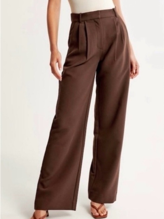 Abercrombie & Fitch Pants - Abercrombie & Fitch Sloane Tailored Pants Wide Leg Trouser High Rise Brown